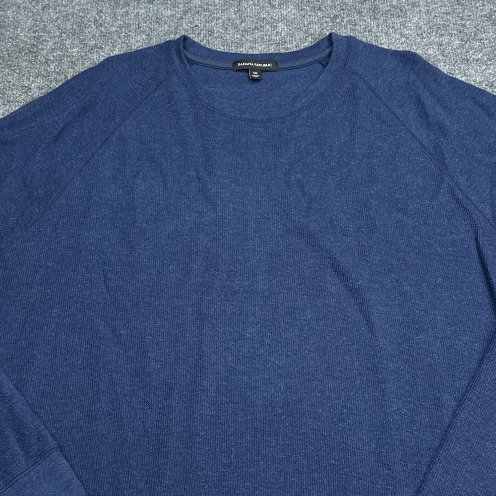 Banana Republic Knit Tee Shirt Mens Size 2XL XXL Navy Blue Crew Neck Pullover